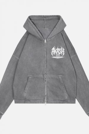 Akash Retro Typography Graphic Style Zip Hoodie