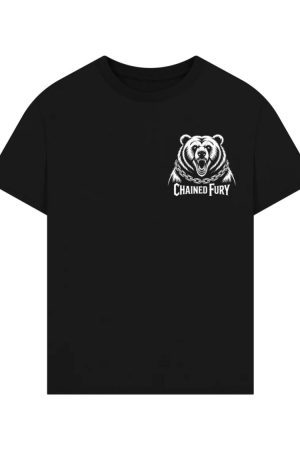 Chained Fury Angry Bear with Chains Ferocious Beast Graphic T-Shirt