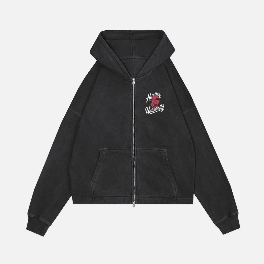 Hunter University Retro Boxing Graphic Design Zip Hoodie - Image 3