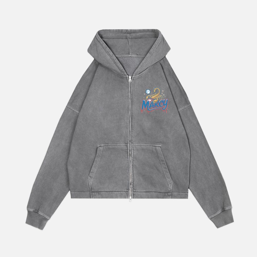 Marcy Scorpion Moon Retro Graphic Design Zip Hoodie