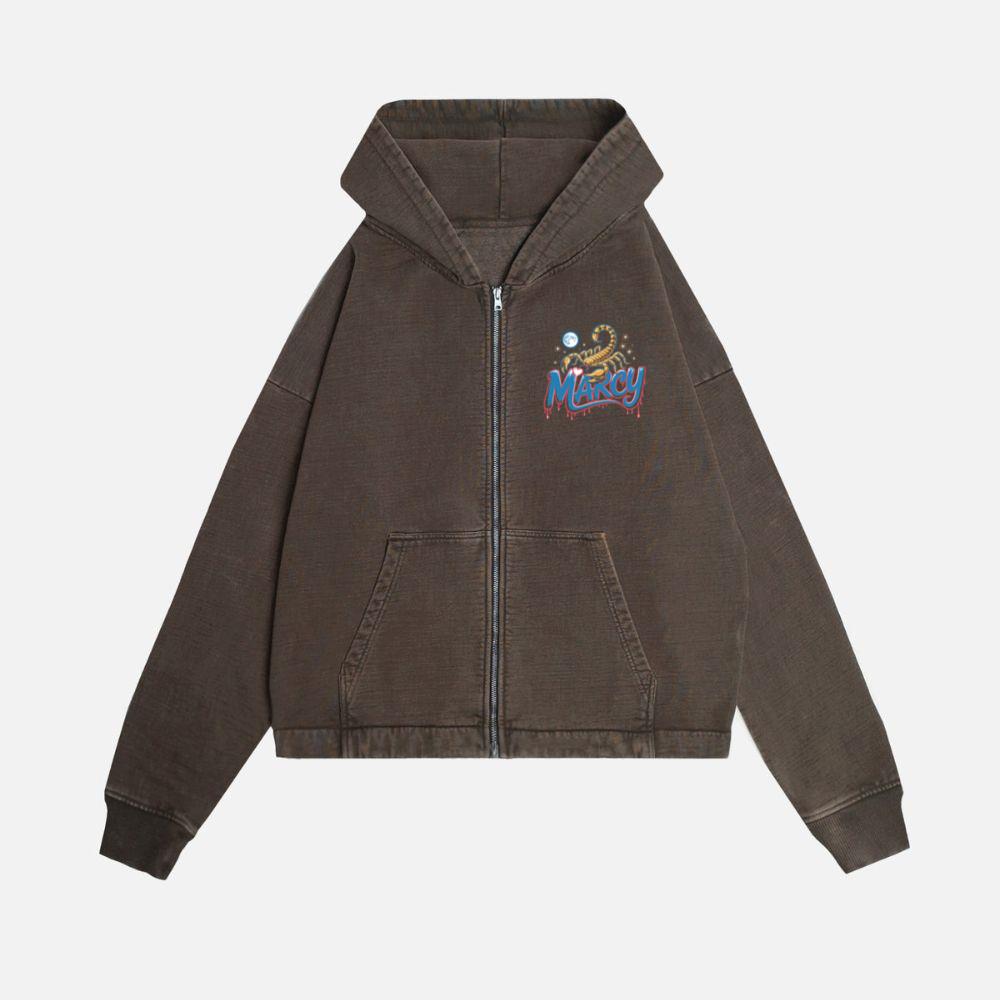 Marcy Scorpion Moon Retro Graphic Design Zip Hoodie - Image 2