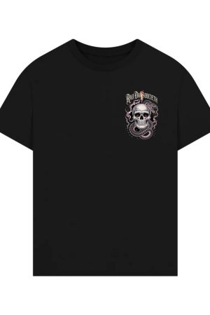 Ra Da Societ Skull Surrounded by Roses Gothic Artwork T-Shirt
