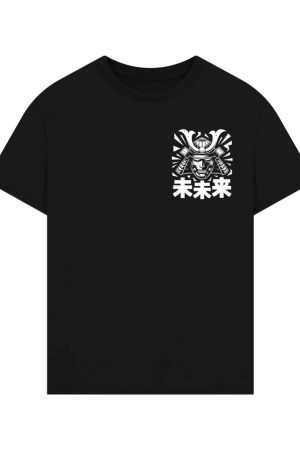 Samurai Skull with Katana Swords and Japanese Kanji Design T-Shirt